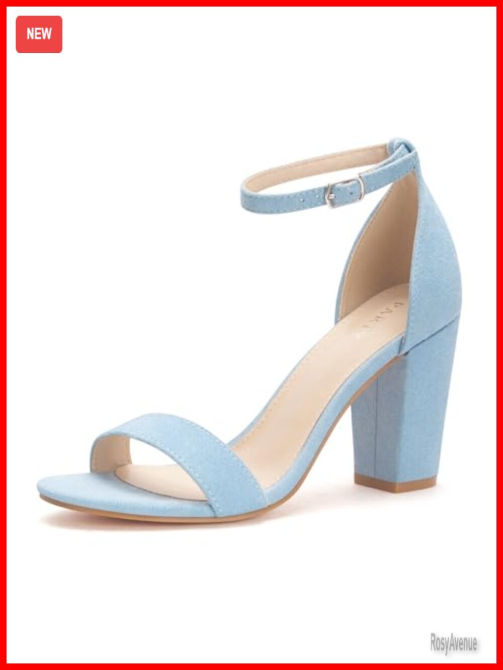 Women's Chunky Block Heel Open Toe Ankle Strap Sandals 3 Inch Faux Suede